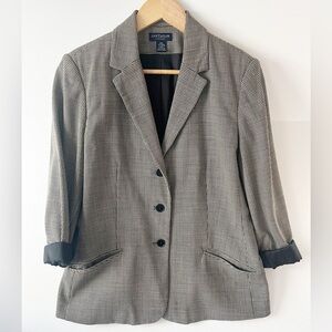 Ann Taylor Houndstooth Blazer in Black and Grey Size 10P with Stretch